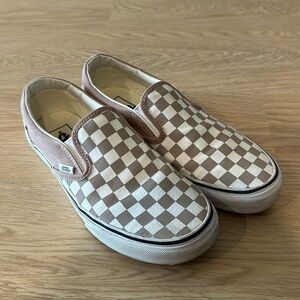 Vans taupe classic slip ons women’s